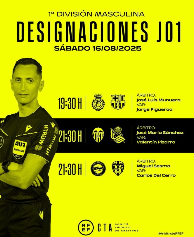 开云网页版中国官网-西甲首轮裁判安排：穆努埃拉将执法巴萨客战马洛卡